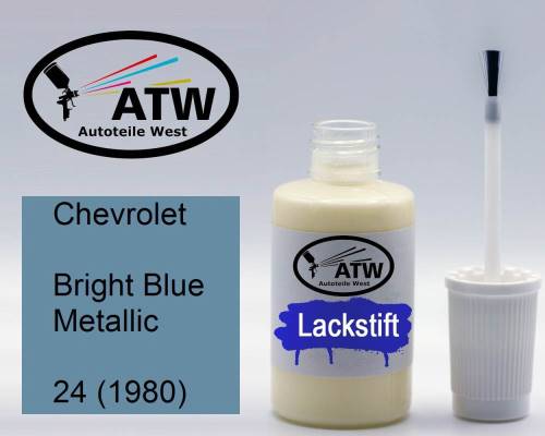 Chevrolet, Bright Blue Metallic, 24 (1980): 20ml Lackstift, von ATW Autoteile West.